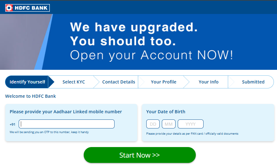 HDFC Bank Account Open